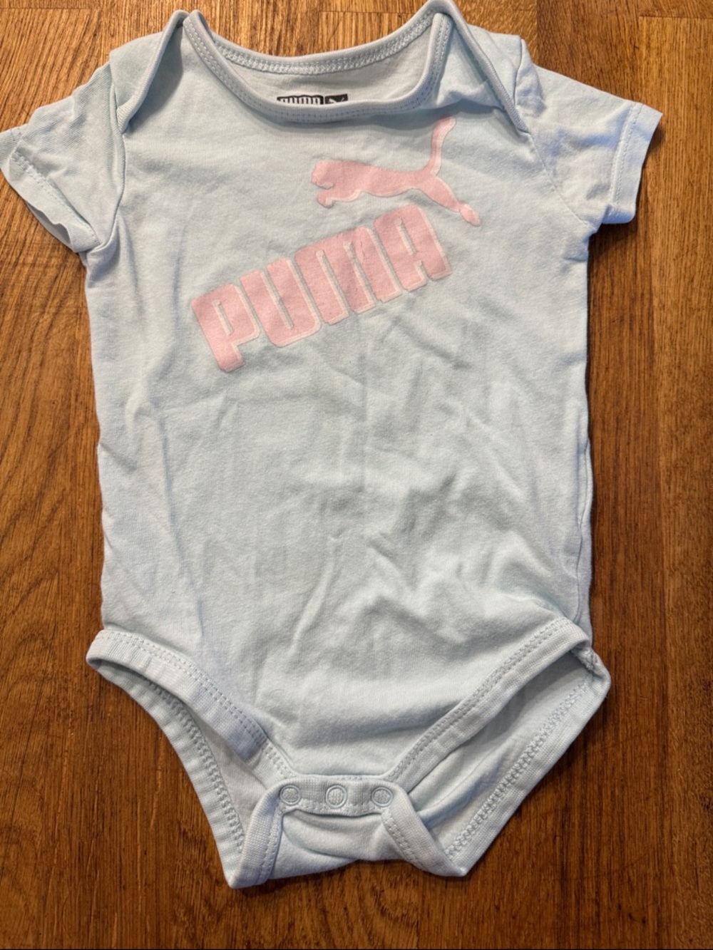 Puma Light Blue Bodysuit with Pink Logo